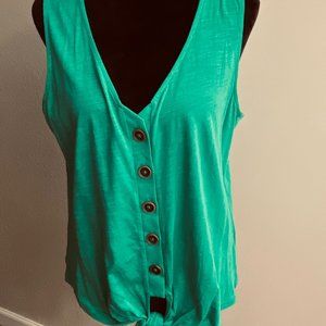 Sanctuary Sleeveless Green Buttoned Blouse - Size Large